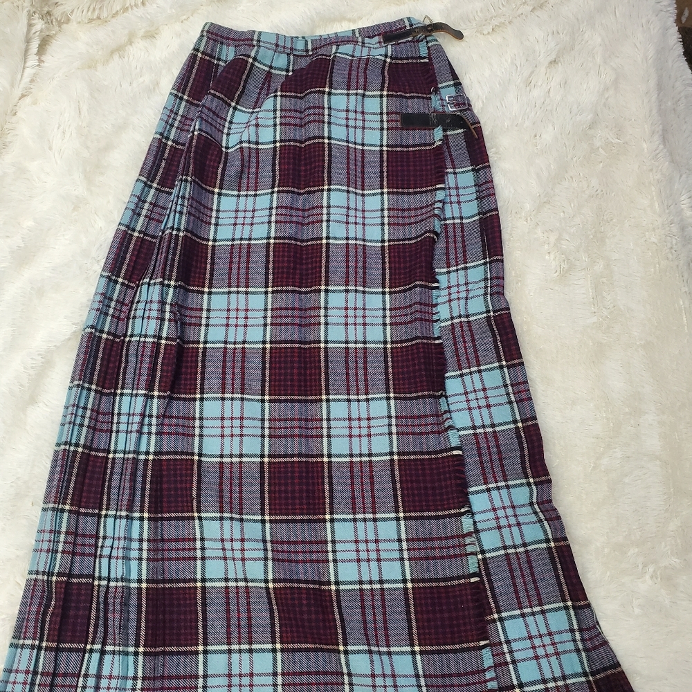 vintage wool tartan maxi skirt